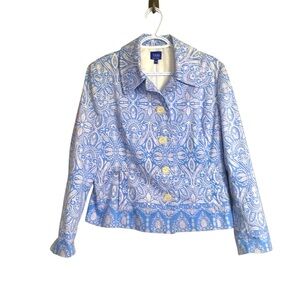 Tabi Vintage Lined Blazer, Pockets, Quality Construction, Pale Blue w White